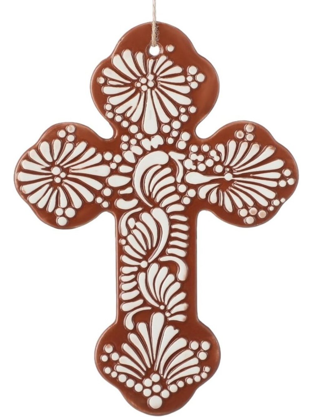 Mexican Talavera Ceramic Wall Cross Decor - 6.7x5.1 Inch Christian Art for Home